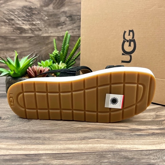 NIB UGG Lynnden Slingback Strappy Platform Sandal Black Suede 9 40 - Picture 8 of 12